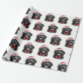 Papier Cadeau Newfoundland Dog with Santa Hat (Déroulé)