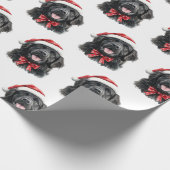 Papier Cadeau Newfoundland Dog with Santa Hat (Coin)