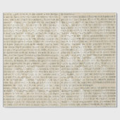 Papier Cadeau Newsprint Vintage blanc damassé (Plat)