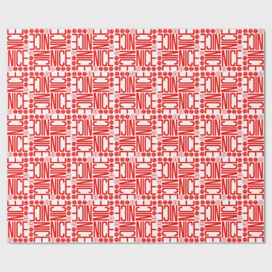 Papier Cadeau Nice Noël rouge et blanc (Plat)