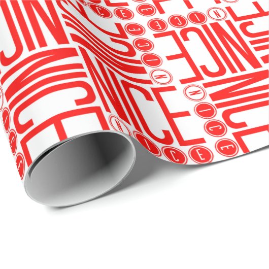 Papier Cadeau Nice Noël rouge et blanc (Coin rond)