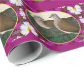 Papier Cadeau Nid de colombe et fleurs (Coin rond)