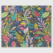 Papier Cadeau Night Jungle Exotic Colorful Motif Botanique (Plat)