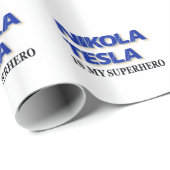 Papier Cadeau Nikola Tesla est mon super-héros (Coin rond)