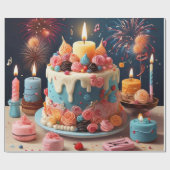 Papier Cadeau N'Importe Quel Âge Joyeux Anniversaire Bougie De G (Plat)