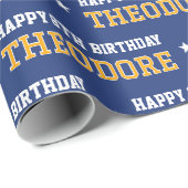 Papier Cadeau N'importe quel âge Joyeux Anniversaire Retro Perso (Coin rond)