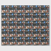 Papier Cadeau N'importe quel âge Photo Collage Anniversaire Bleu (Plat)