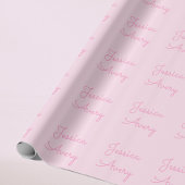 Papier Cadeau N'importe quel nom | Joli rose cursive