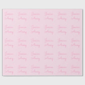 Papier Cadeau N'importe quel nom | Joli rose cursive (Plat)