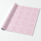 Papier Cadeau N'importe quel nom | Joli rose cursive (Déroulé)