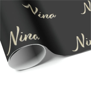 Papier Cadeau Nina white gold Handwriting