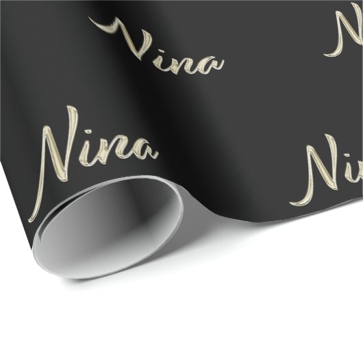 Papier Cadeau Nina white gold Handwriting (Coin rond)