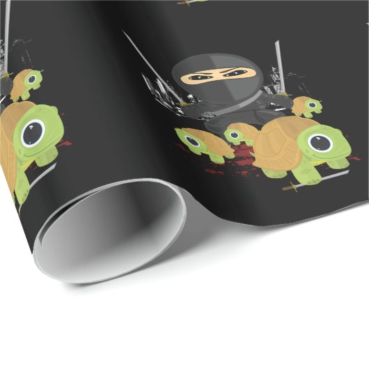 Papier Cadeau Ninja avec tortues (Coin rond)