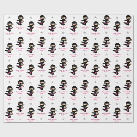 Papier Cadeau Ninja Envelopper cadeau fille rose noir personnali (Plat)