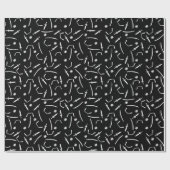 Papier Cadeau Ninja Épées Jeter des Étoiles Motif et blanc (Plat)