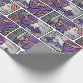 Papier Cadeau Ninja violet personnalisable (Coin)