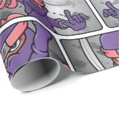 Papier Cadeau Ninja violet personnalisable (Coin rond)