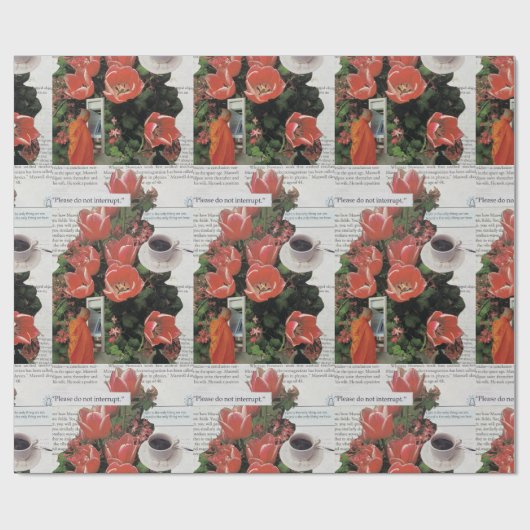 Papier Cadeau N'Interrompez Pas L'Argent Matin Café Thé Heure (Plat)