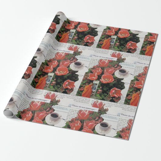 Papier Cadeau N'Interrompez Pas L'Argent Matin Café Thé Heure (Déroulé)