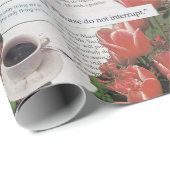 Papier Cadeau N'Interrompez Pas L'Argent Matin Café Thé Heure (Coin rond)