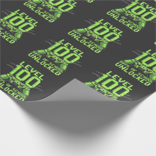 Papier Cadeau Niveau 100e Jours de l'école de jeu déverrouillé