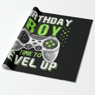 Papier Cadeau Niveau Up Anniversaire Jeu vidéo pour garçon