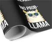 Papier Cadeau No-Prob-Llama Drôle Cool Llama Pun Dark BG (Coin rond)