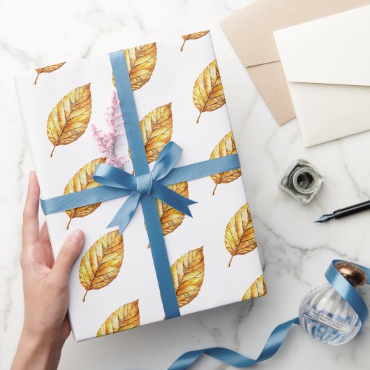Papier Cadeau Noces de feuilles d'or (Cadeaux)
