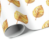 Papier Cadeau Noces de feuilles d'or (Coin rond)