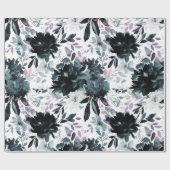 Papier Cadeau Nocturne Floral Marine Blue Flower Bouquets Mariag (Plat)