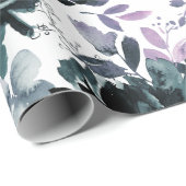 Papier Cadeau Nocturne Floral Marine Blue Flower Bouquets Mariag (Coin rond)