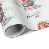 Papier Cadeau Noël 1900 Père Noël à Sleigh (Coin rond)