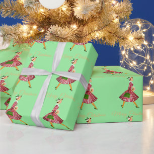 Papier Cadeau Noël 1950 Dame Vintage