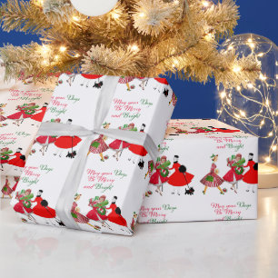 Papier Cadeau Noël 1950 Femmes Vintage