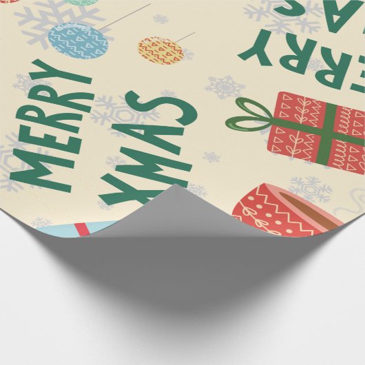 Papier Cadeau Noël 2022 moderne mignon rose rouge vert élégant (Coin)