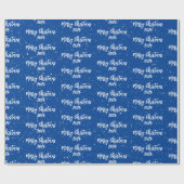 Papier Cadeau Noël 2025 Texte Sur Bleu (Plat)