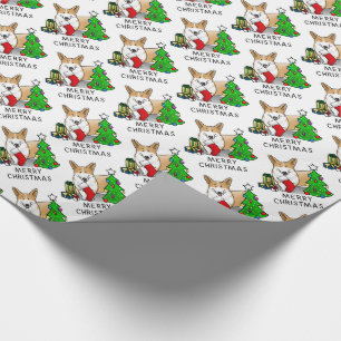 Papier Cadeau Noël 2 Pembroke Welsh Corgi (rouge 1) Tree Cute