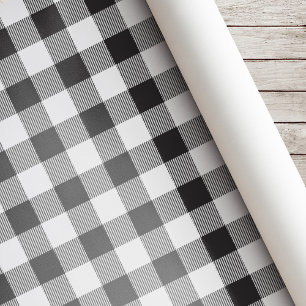 Papier Cadeau Noël à carreaux buffle noir et blanc