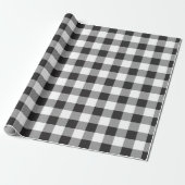 Papier Cadeau Noël à carreaux buffle noir et blanc (Déroulé)