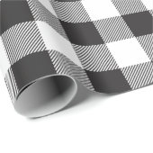 Papier Cadeau Noël à carreaux buffle noir et blanc (Coin rond)