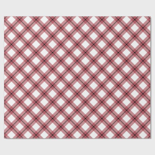 Papier Cadeau Noël à carreaux rouge classique Argyle (Plat)
