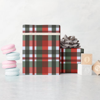 Papier Cadeau Noël à carreaux rouges et verts