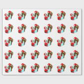 Papier Cadeau Noël à cheval et Père Noël (Plat)