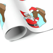 Papier Cadeau Noël à cheval et Père Noël (Coin rond)