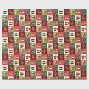 Papier Cadeau Noël À damiers cacao sucre de canne mistletoe