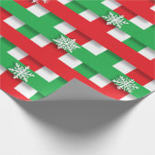 Papier Cadeau Noël À damiers Flammes de neige rouges et vertes (Coin)