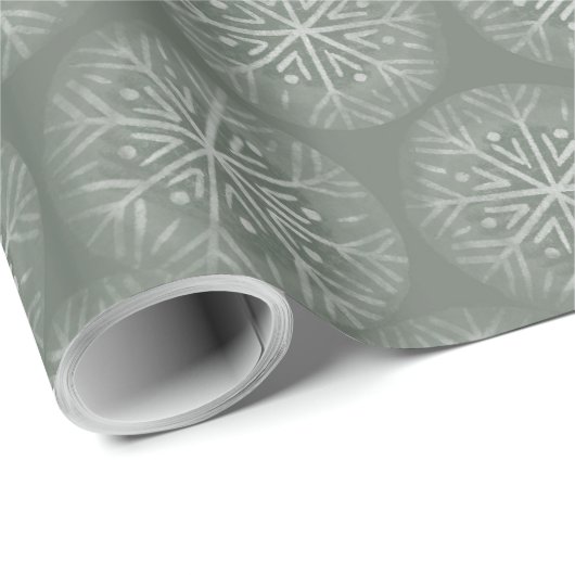 Papier Cadeau Noël à flocon de neige peint (Coin rond)