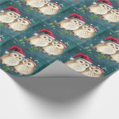 Papier Cadeau Noël à la chouette Père Noël (Coin)