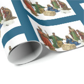 Papier Cadeau Noël à la crèche afro-américaine (Coin rond)