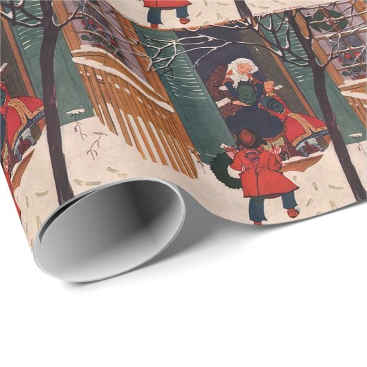 Papier Cadeau Noël à la maison de grand-mère (Coin rond)